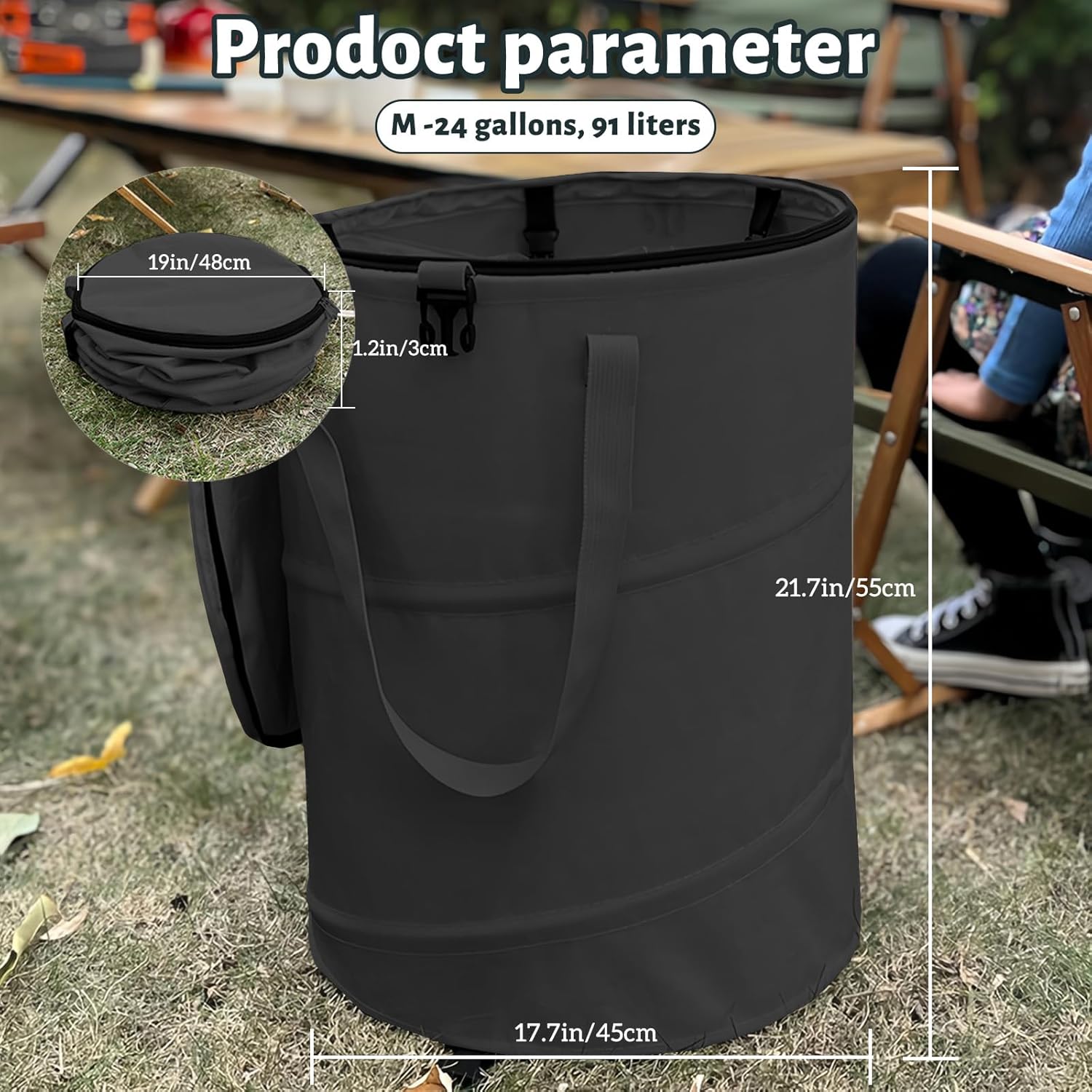 Surplus 396 Units Collapsible Zipper Lid Trash Bin Portable Pop-Up Outdoor Camping Waste Bucket Wholesale Liquidation