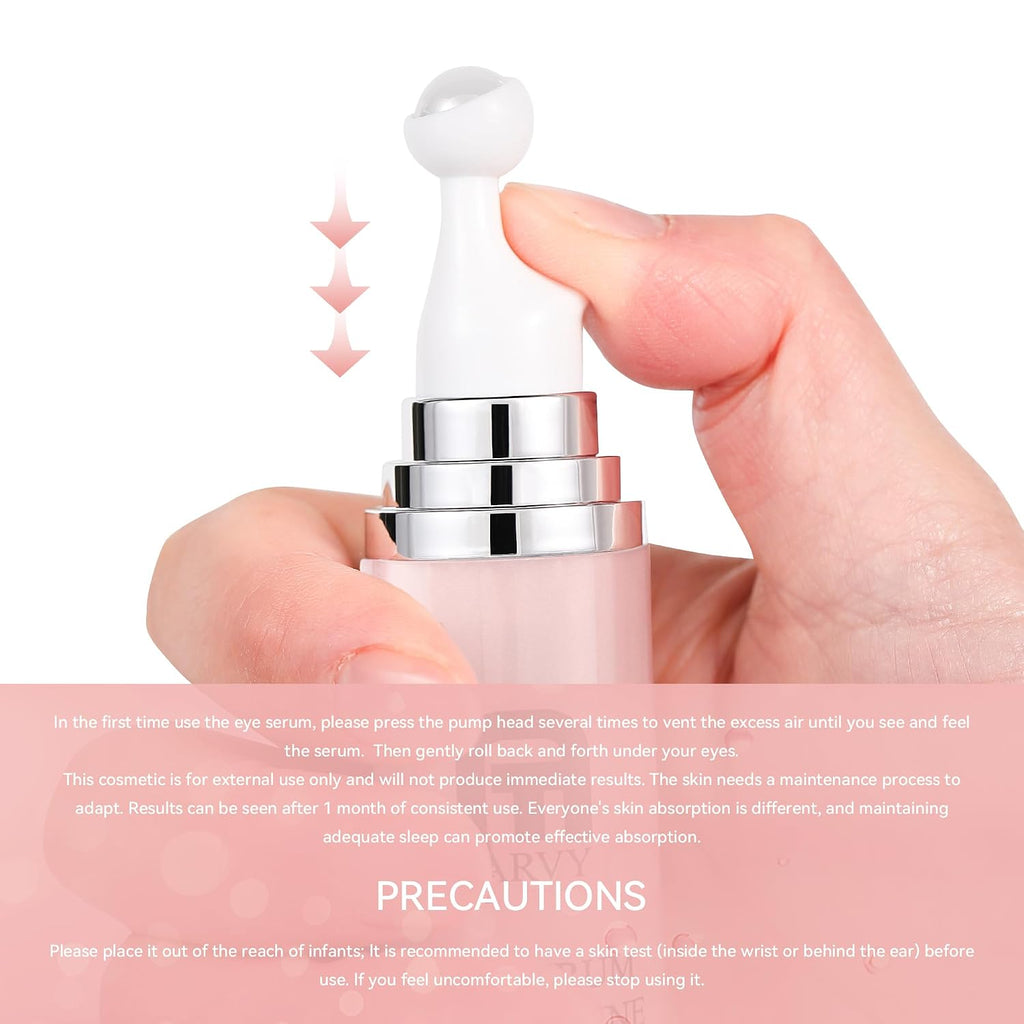 2500Pcs Clearance TARVY Caffeine Retinol Eye Serum with 360° Roller, Anti-Aging Eye Essence for Dark Circles Puffiness Wrinkles, Hydrating Firming Under Eye Cream 15ml
