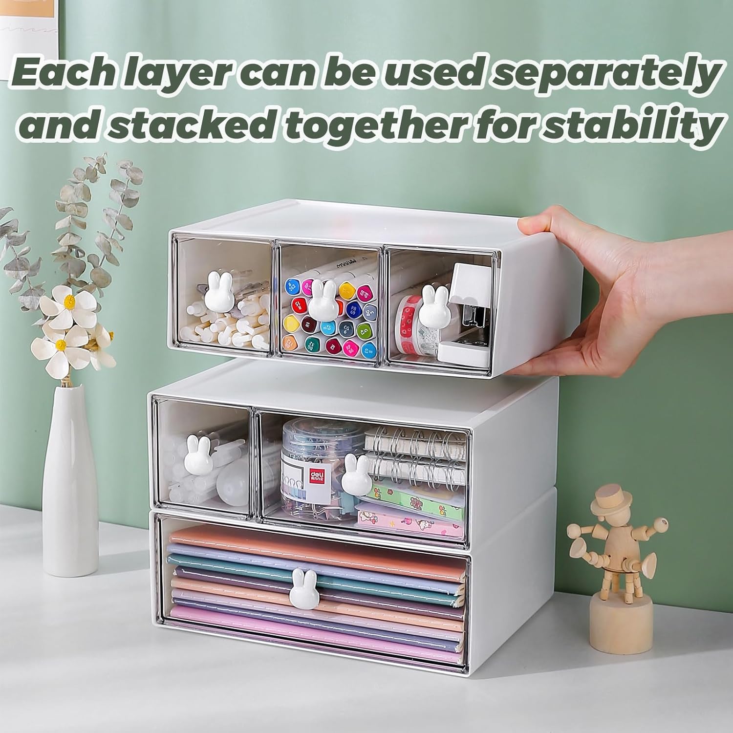 Large Capacity Transparent Drawer Office Storage Cabinet Stackable Design Mixed Sizes Clearance, 335 Wholesale Vanity Organizer
