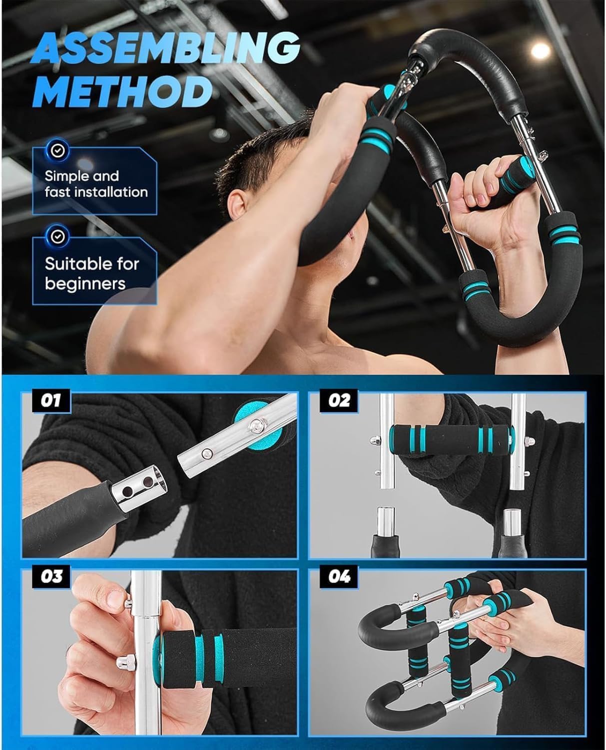 2160Pcs Clearance Adjustable U-Shaped Chest Developer, Dual Spring Arm Strength Trainer, Portable Home Workout Chest & Arm Exerciser