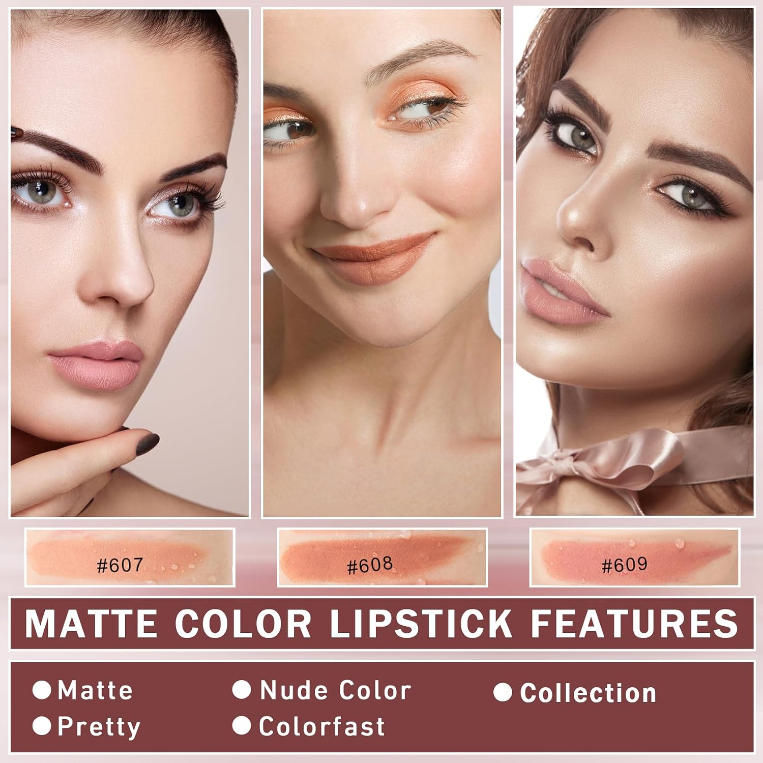 HANDAIYAN Ice Cube Matte Lipstick, Velvety Nude Long Lasting Lip Makeup, Mixed Assorted Colors Random Delivery Clearance Stock