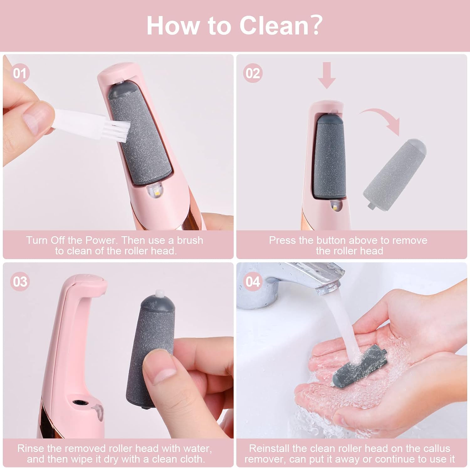 Rechargeable Electric Foot Callus Remover Clearance, Dual Speed Pedicure Tool with 2 Replacement Roller Heads, USB Charging Dead Skin Hard Cracked Heel Foot File for Home Foot Spa