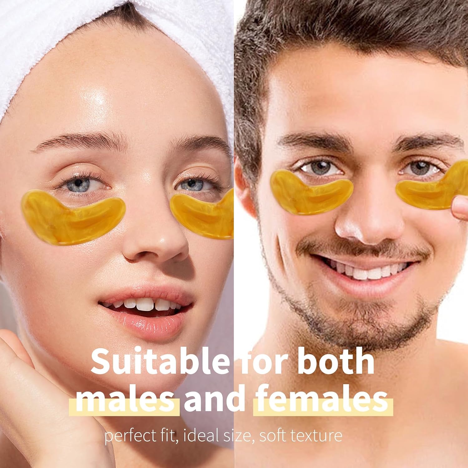 Clearance 24K Gold Gel Eye Patches, Firming Nourishing Under Eye Masks, Reduce Dark Circles Puffiness Fine Lines, 5 Pairs Per Box