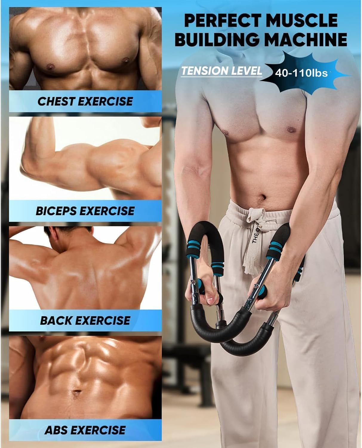2160Pcs Clearance Adjustable U-Shaped Chest Developer, Dual Spring Arm Strength Trainer, Portable Home Workout Chest & Arm Exerciser