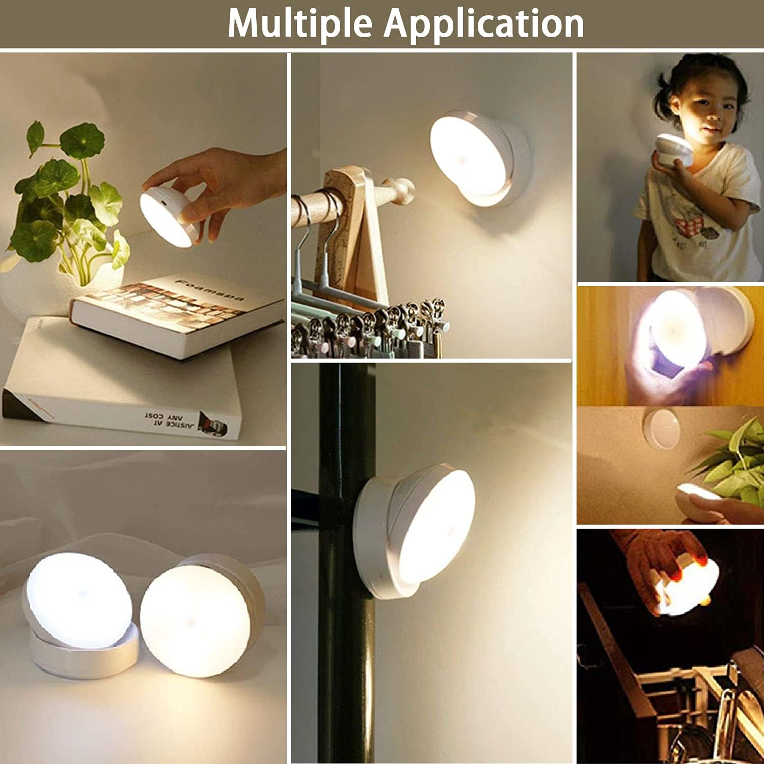 Motion Sensor LED Night Light Clearance, 360° Rotatable Rechargeable Wireless Wall Lamp, Auto On/Off Magnetic Stick-On Closet Stair Bedroom Cabinet Night Lamp