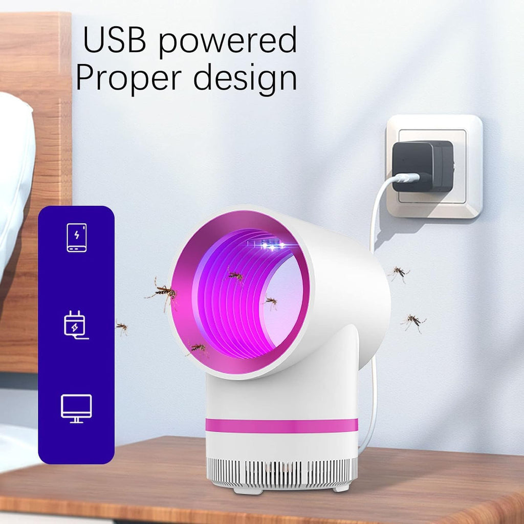 USB Photocatalytic Mosquito Killer Lamp, 3D Bionic 360° Trapping Insect Trap, Odorless Non-Toxic Mosquito Zapper for Bedroom Living Room Kitchen, White