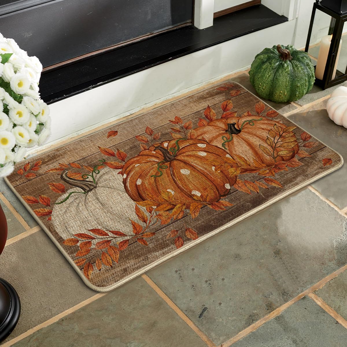 Rustic Wooden Board Pumpkin Harvest Doormat For Front Porch Clearance Stock 1600 Wholesale Holiday Rug
