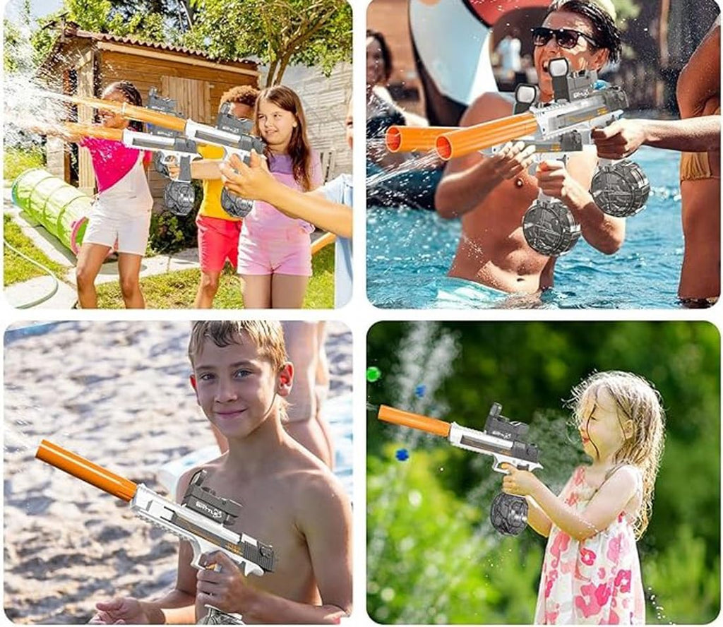 1253Pcs Clearance Transparent Desert Eagle Electric Water Gun, Manual & Automatic Dual Mode Squirt Gun, Rechargeable High Pressure Summer Pool Beach Toy