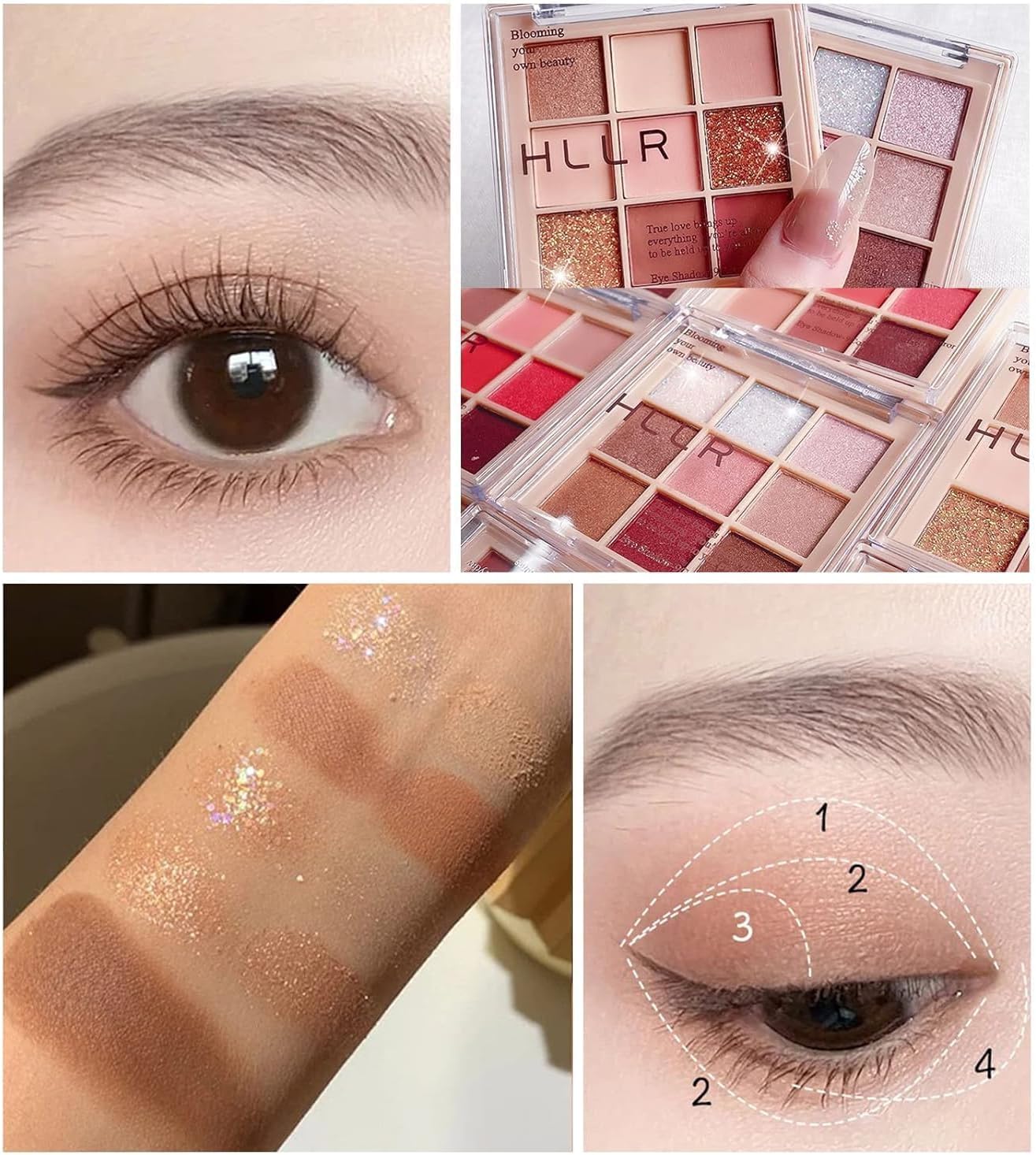 Clearance HLLR 9 Colors Eyeshadow Palette, Matte & Shimmer Nude Eye Shadow Tray, Mixed Palettes Random Shipment