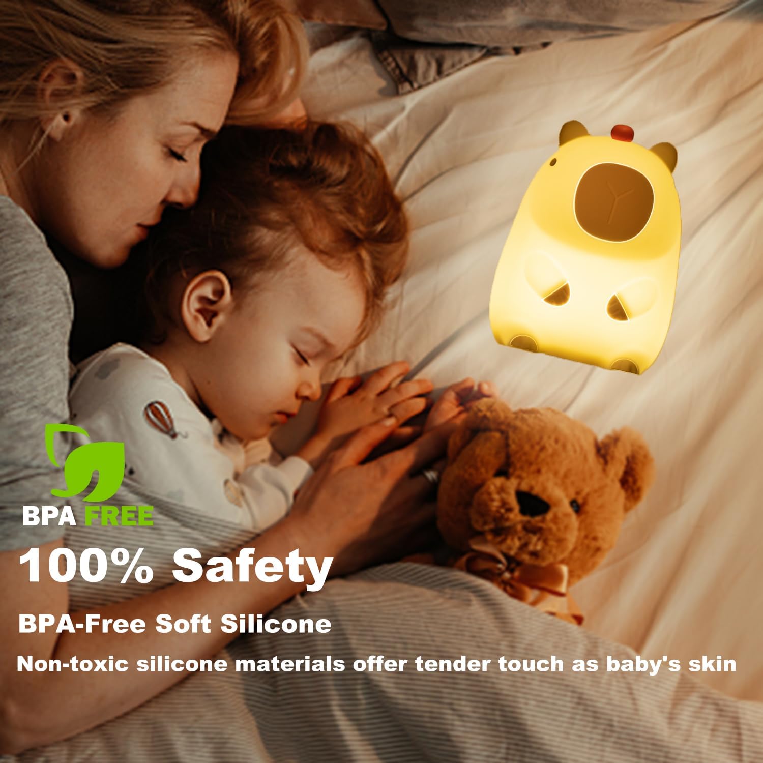 Soft Silicone Dimmable Capybara Tap Control Night Light For Nursery Clearance Stock 1332 Wholesale