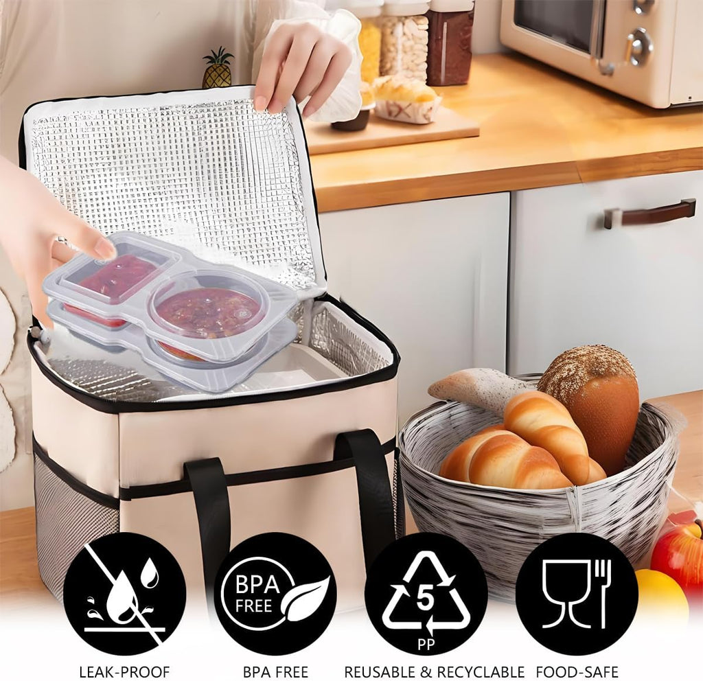 2 Compartment Snack Containers with Lids Clearance, 4.45oz Disposable Plastic Divided Condiment Cups, Dual Compartment Portion Tray for Nuts Candy Dip Travel Lunch Box, 5 Pack /14 Pack Optional