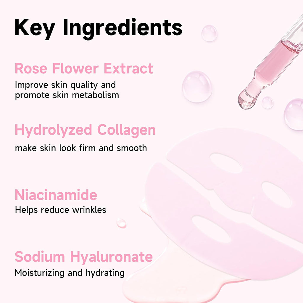 2080Pcs Clearance TARVY Rose Pink Collagen Jelly Gel Mask, 6pcs Firming Hydrating Hydrogel Facial Mask, Anti-Aging Deep Moisture Peel-off Gel Face Mask