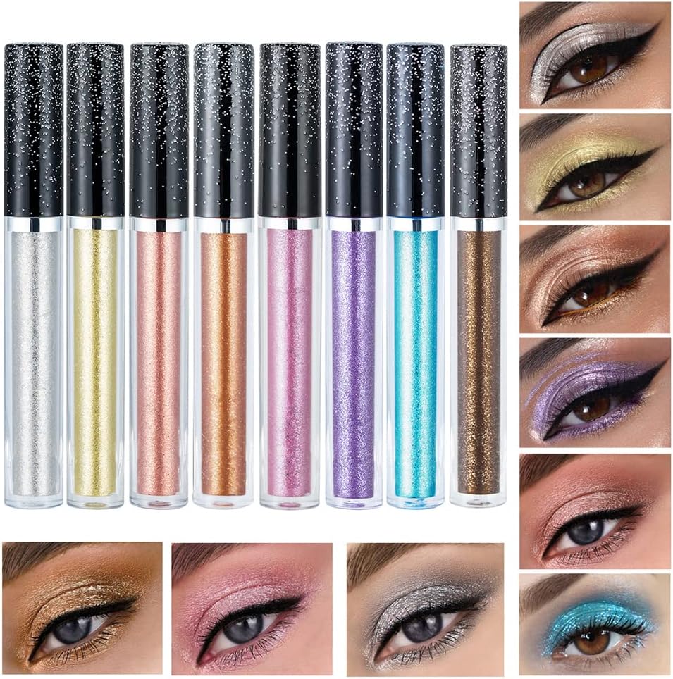 HANDAIYAN Glitter Liquid Eyeshadow Clearance, Shimmer Metallic Eye Shadow, Mixed Colors Random Shipment Long Lasting Sparkle Eye Makeup