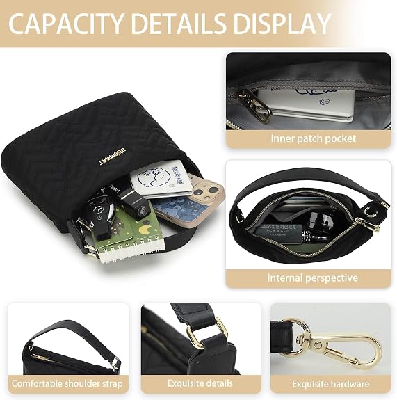 Fashion Quilted Nylon Handbag With Detachable Shoulder Strap For Daily Shopping Clearance Stock 85 Wholesale