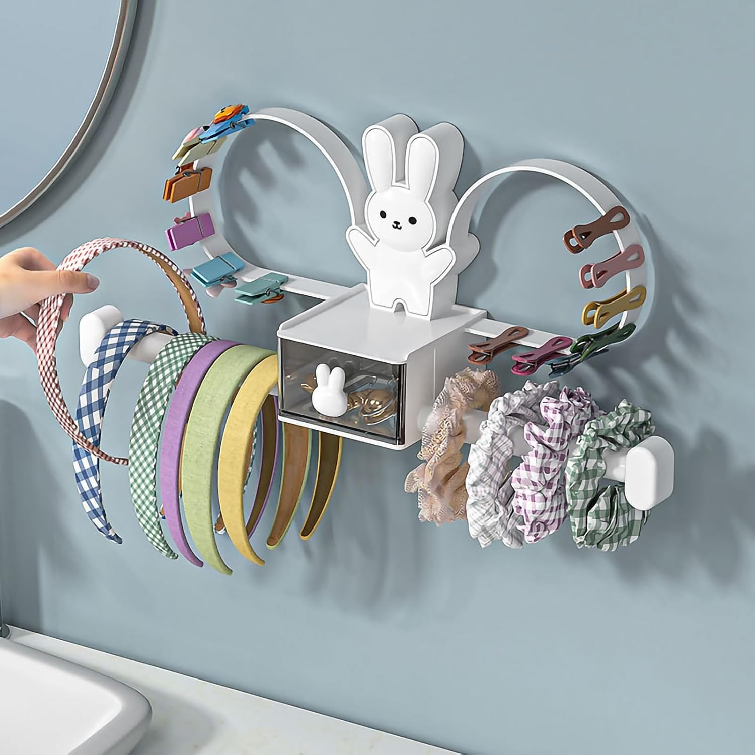 Cute Bunny Wall Mount Towel Rack with Small Storage Box, 162pcs Clearance Wholesale