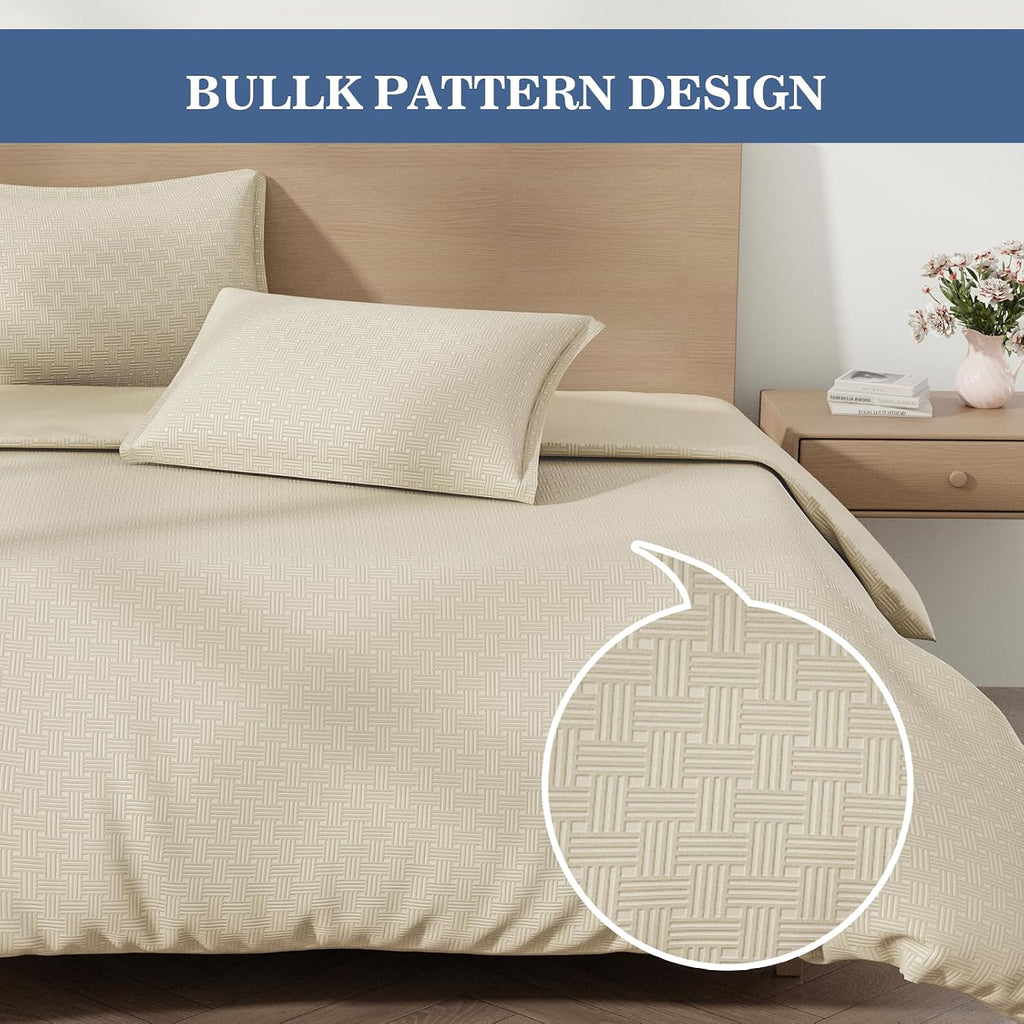 Bulk Discount Lot Of 1816pcs Geometric Recess Pattern Duvet Cover Set, Soft All Season Bedroom Bedding