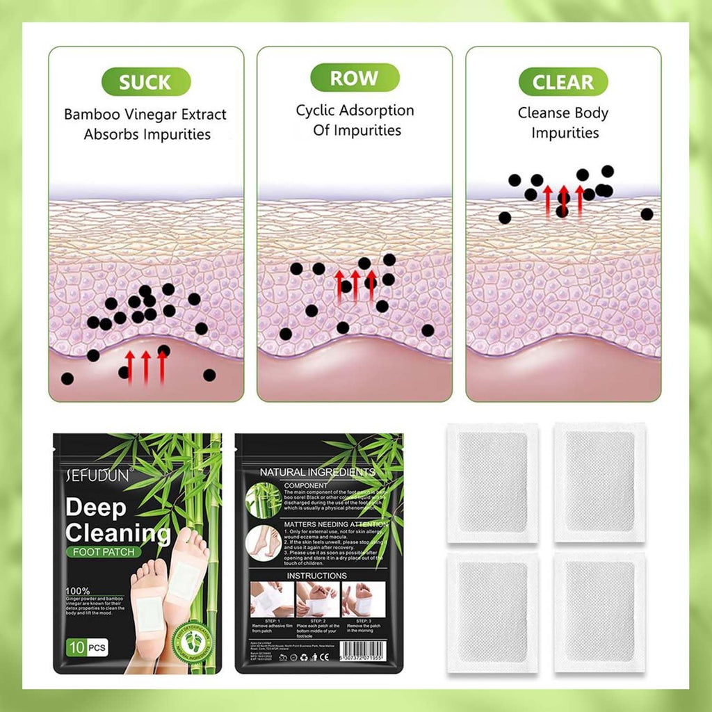 2 In 1 Natural Ginger Bamboo Foot Patches Clearance, Deep Cleansing Detox Foot Pads, 12PCS Sleep Foot Patch for Body Toxin Relief & Stress Release