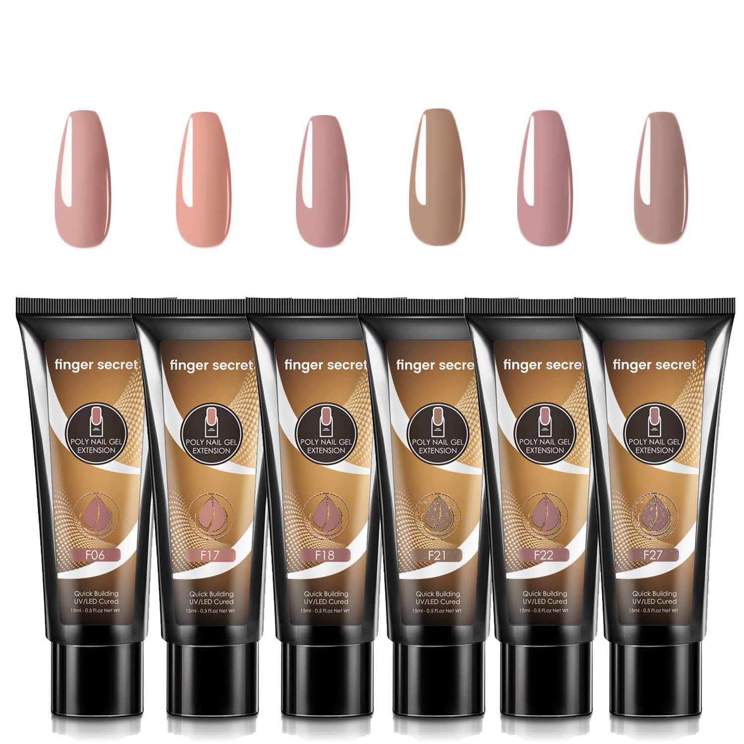 JUJUNICE Mixed Color Polyurethane Builder Gel, UV LED Quick Cure Nail Extension Gel, Clearance for Salon & At-Home DIY Manicure