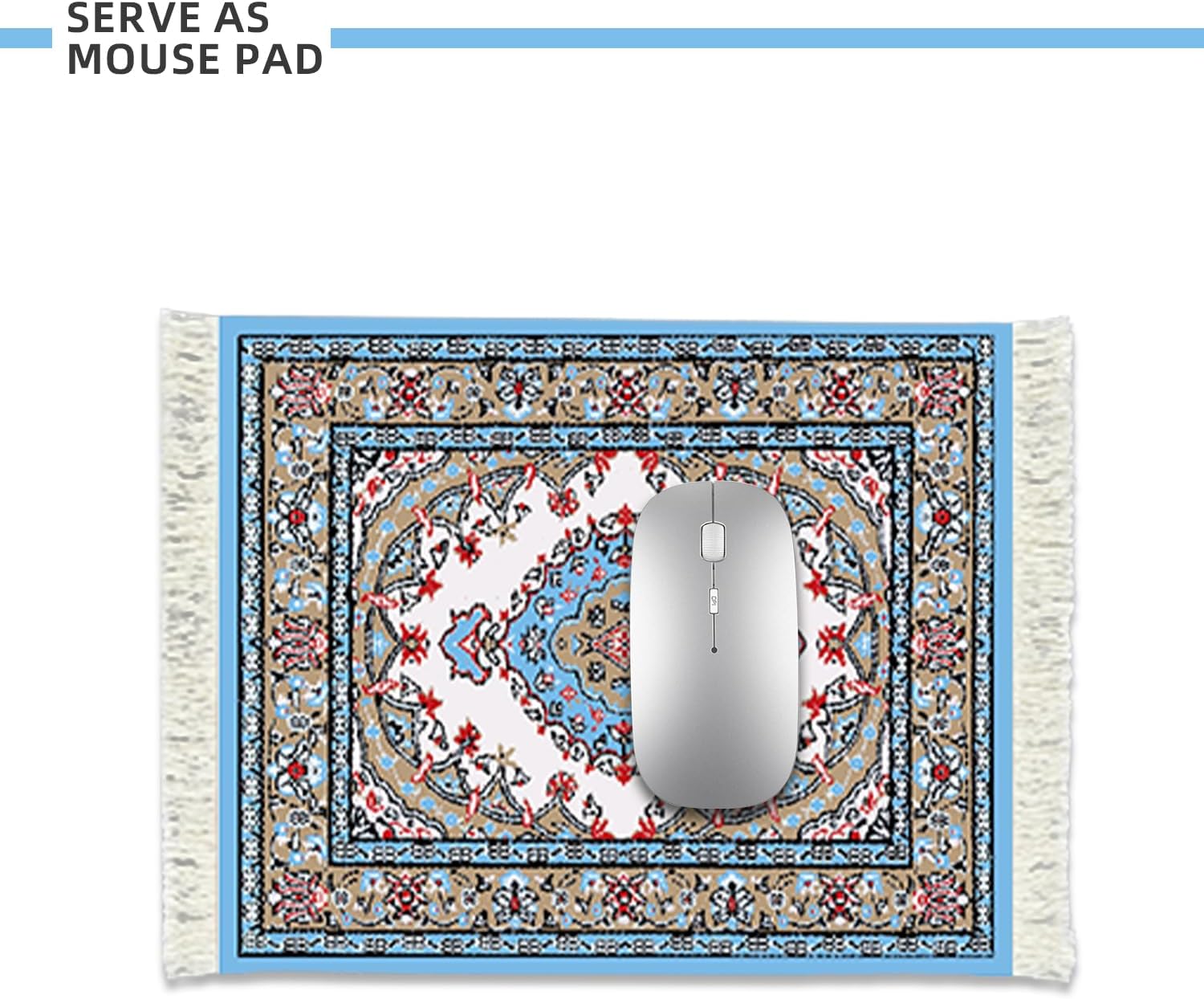 Elegant Desk Pad Retro Oriental Persian Clearanc, Retro Classic Floral Design Mouse Pad Desktop Coaster, Mini Rug Mouse Pad Computer Rectangular, Non-Slip, Elegant Office Accessories(Blue Retro)