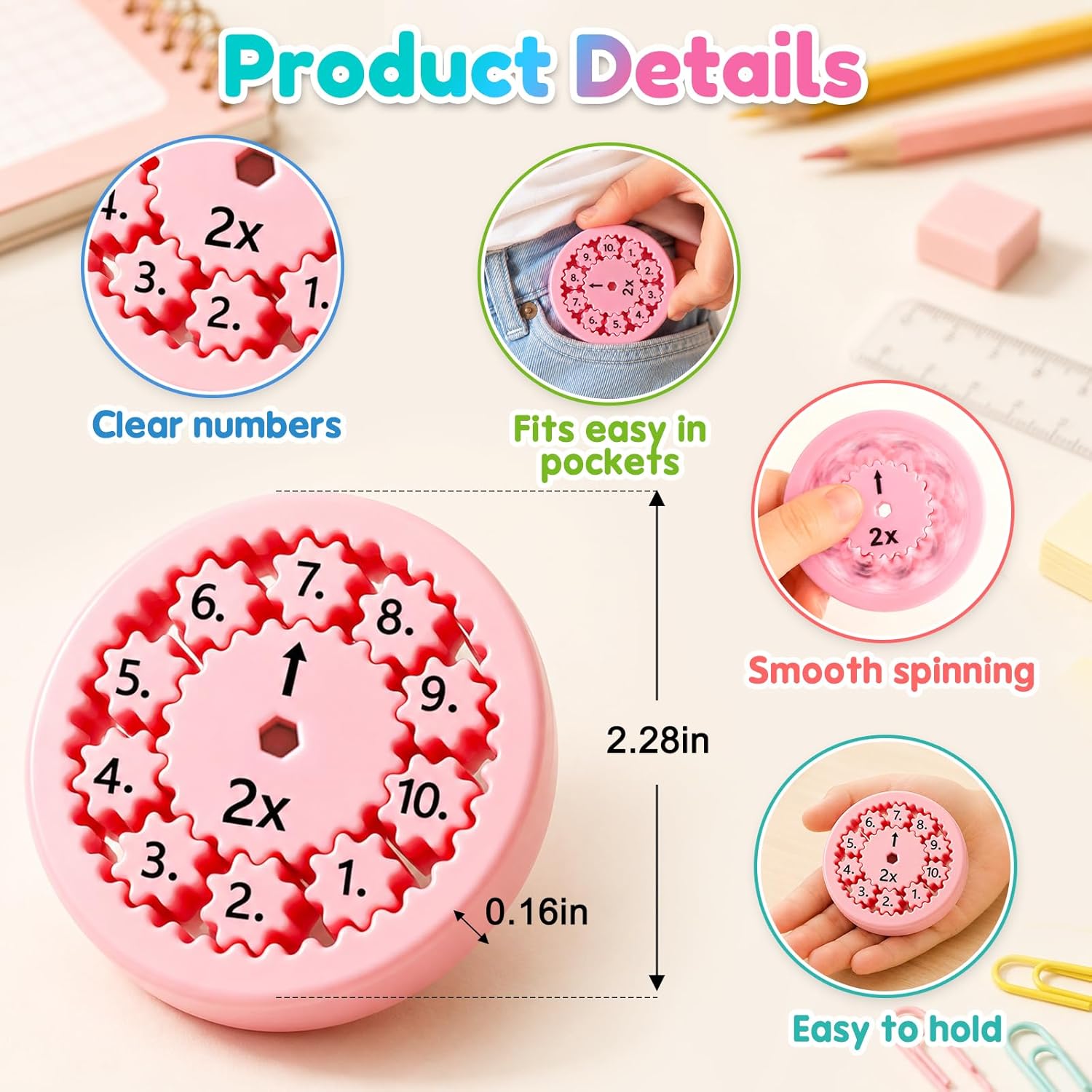 Math Fidget Spinner Set Clearance, Addition Subtraction Multiplication Division Learning Fidget Toys, Educational Math Fact Spinners for Kids Classroom Homeschool