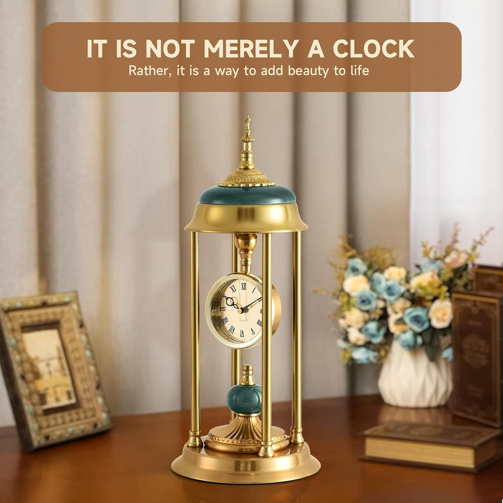 Bulk Clearance Luxury Table Clocks Wholesale | Golden Elephant Decor Desk Clock & European Roman Numeral Pillar Pendulum Clock, Limited Stock Bundle Liquidation