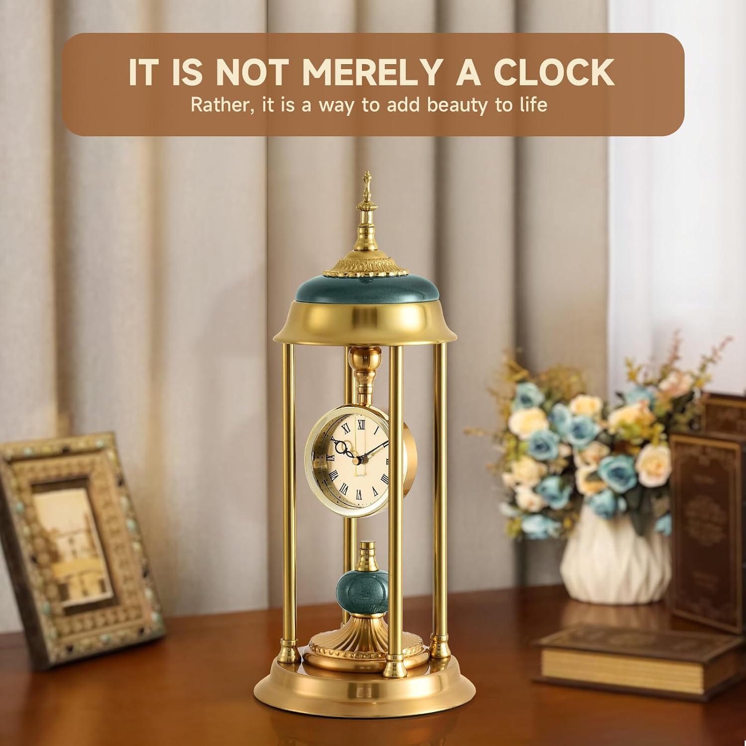 Bulk Clearance Luxury Table Clocks Wholesale | Golden Elephant Decor Desk Clock & European Roman Numeral Pillar Pendulum Clock, Limited Stock Bundle Liquidation