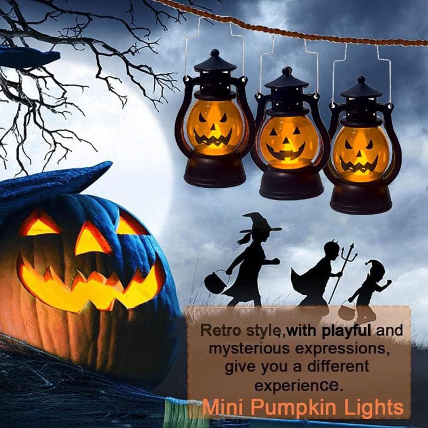 Battery Operated Jack‑O‑Lantern Spooky Atmosphere Pumpkin Light Wholesale Clearance