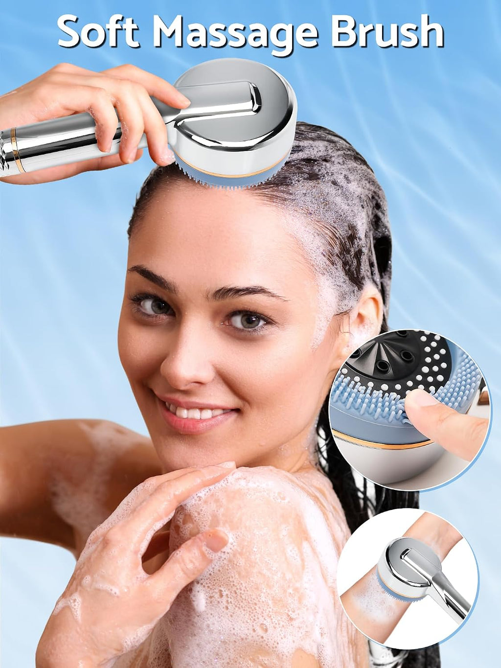 Filtered High Pressure Shower Head with 4 Spray Modes Clearance, Mineral Beads Hard Water Softening Handheld Showerhead, Detachable Water Saving Shower Sprayer for Bathroom