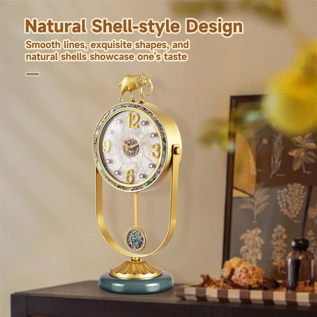 Bulk Clearance Luxury Table Clocks Wholesale | Golden Elephant Decor Desk Clock & European Roman Numeral Pillar Pendulum Clock, Limited Stock Bundle Liquidation