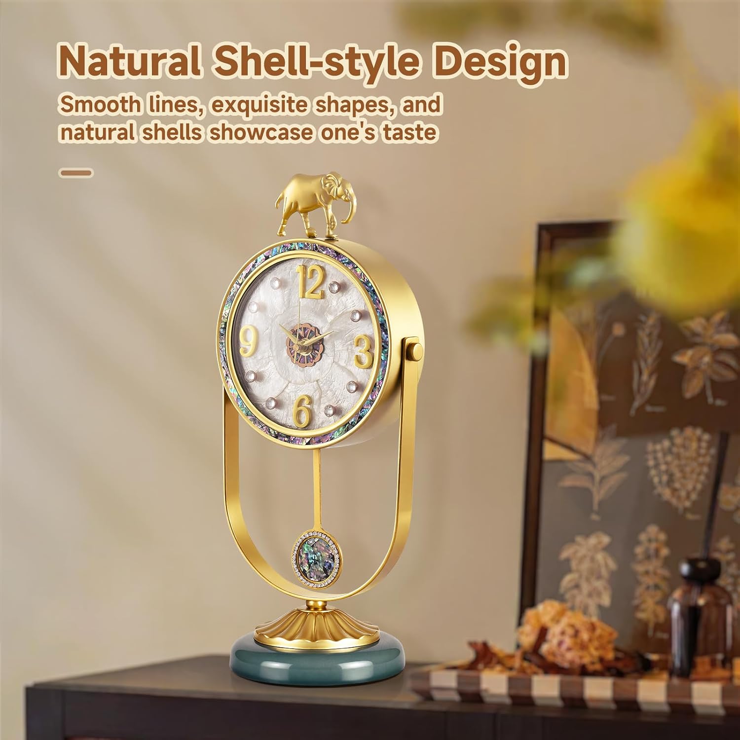 Bulk Clearance Luxury Table Clocks Wholesale | Golden Elephant Decor Desk Clock & European Roman Numeral Pillar Pendulum Clock, Limited Stock Bundle Liquidation