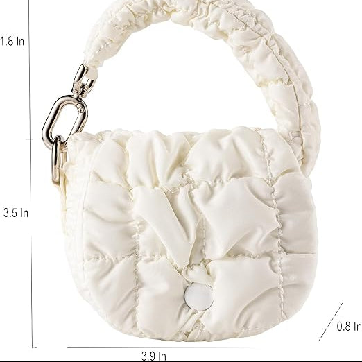 Quilted Mini Pouch Clearance, Ruched Cloud Tiny Coin Purse, Portable Keychain Zipper Wallet with Handle, Women Small Lipstick Earphone Bag