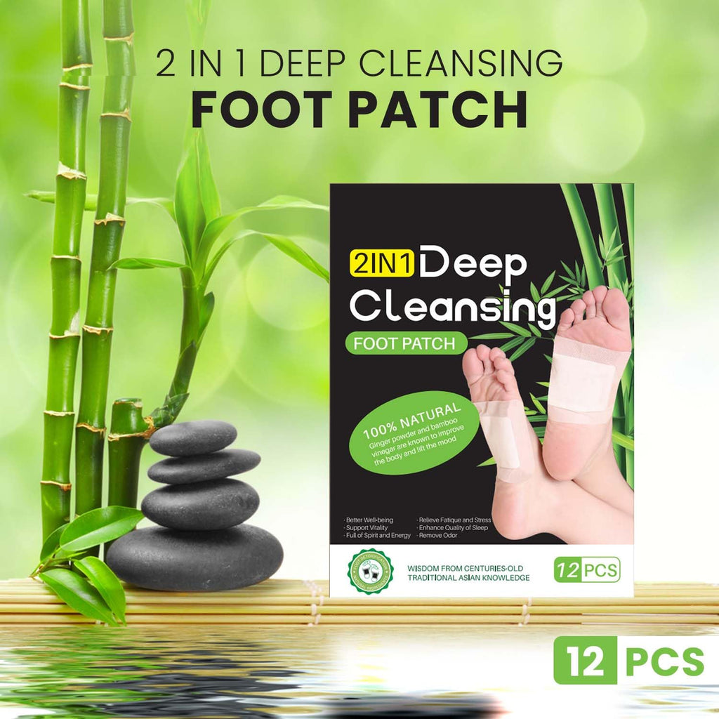 2 In 1 Natural Ginger Bamboo Foot Patches Clearance, Deep Cleansing Detox Foot Pads, 12PCS Sleep Foot Patch for Body Toxin Relief & Stress Release