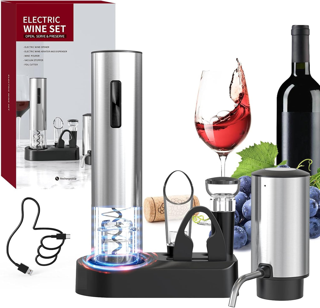 Complete Electric Wine Serving & Preservation Kit With Charging Base Clearance, 863 Wholesale Bar Accessory Set