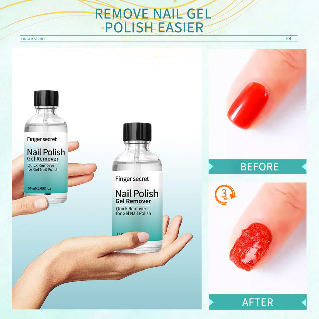 Clearance Gel Nail Remover Kit 50ml, No Soak Fast Gel Polish Removal Set for Home DIY