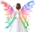 Hot clearance sale for electric light-up moving butterfly angel wings with music, hot-selling kids party costume accessory, limited stock, better price for bulk order.