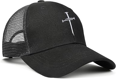 Three Nails Cross Embroidery Baseball Hat, Religious Faith Christian Adjustable Dad Cap Clearance Overstock