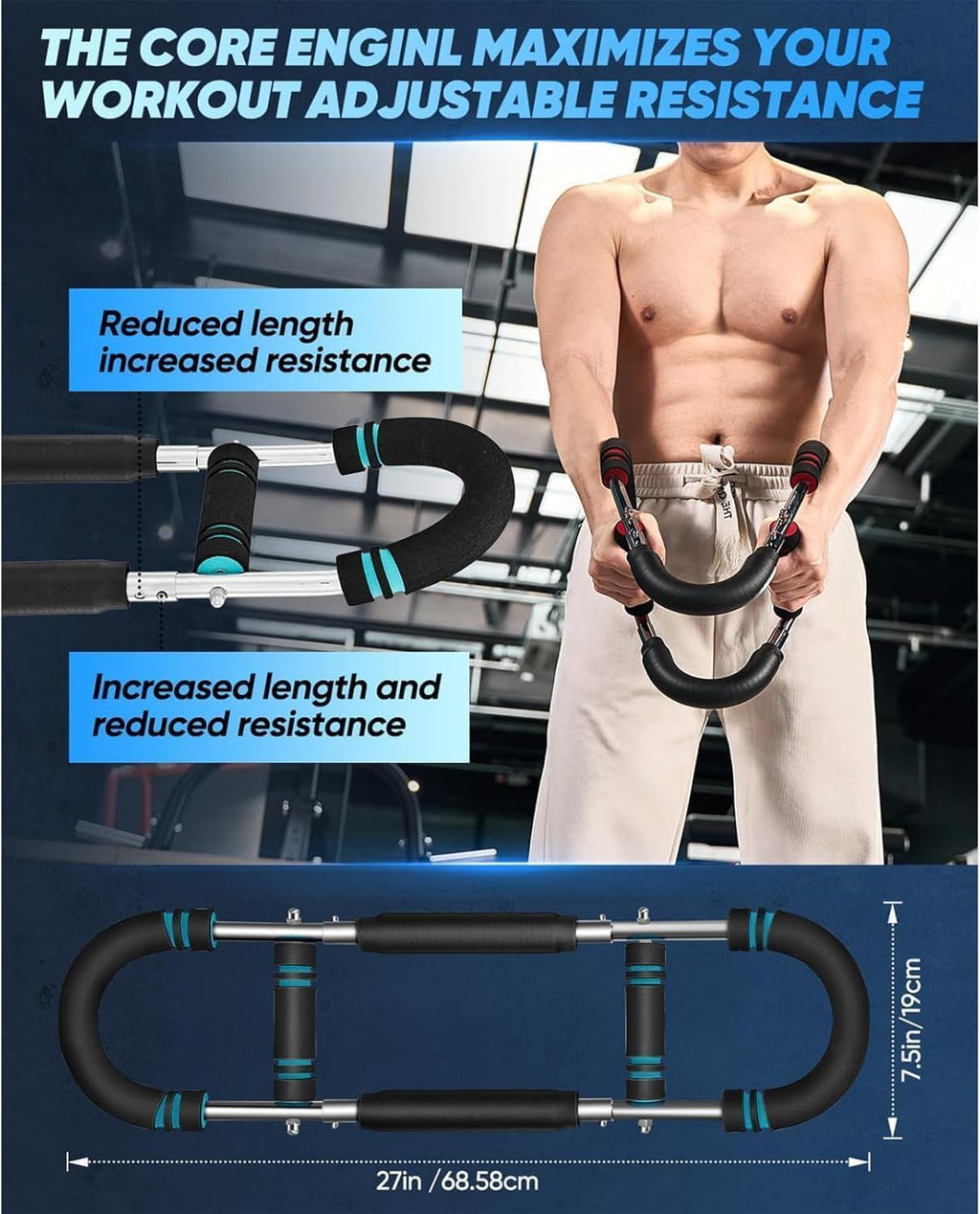 2160Pcs Clearance Adjustable U-Shaped Chest Developer, Dual Spring Arm Strength Trainer, Portable Home Workout Chest & Arm Exerciser