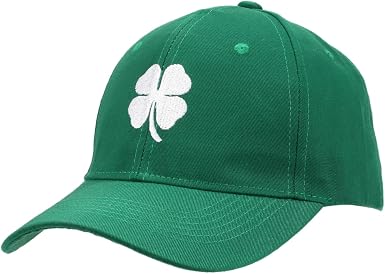 Green Lucky Three Leaf Clover Baseball Hat, St Patrick’s Day Shamrock Embroidery Casual Dad Cap Clearance Overstock
