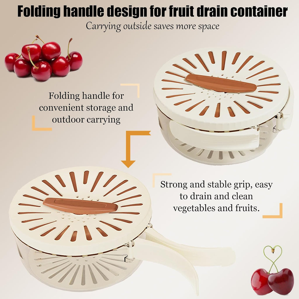 Multi-Functional Vegetable Fruit Washing Bowl Clearance, Handheld Drain Salad Spinner Strainer, Portable Kitchen Colander Storage Basket for Fruit Veggie Cleaning