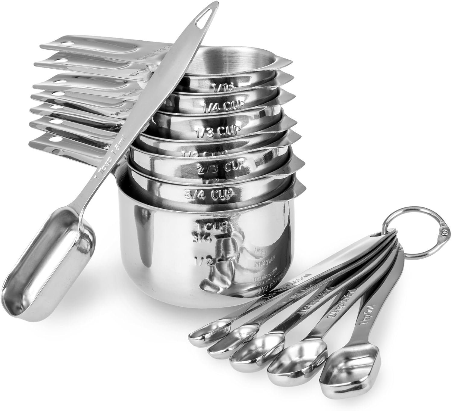 Warehouse Clearance 12 In 1 Measuring Cups Spoons Stainless Steel Kit, 40 Sets Bulk Supply