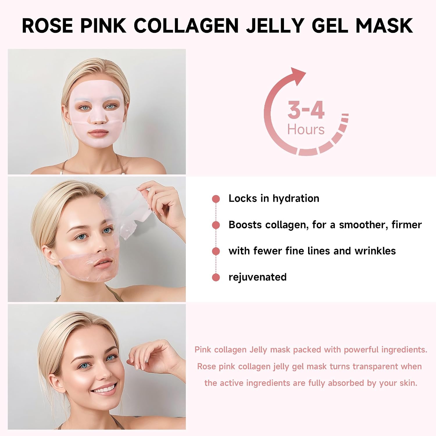 2080Pcs Clearance TARVY Rose Pink Collagen Jelly Gel Mask, 6pcs Firming Hydrating Hydrogel Facial Mask, Anti-Aging Deep Moisture Peel-off Gel Face Mask