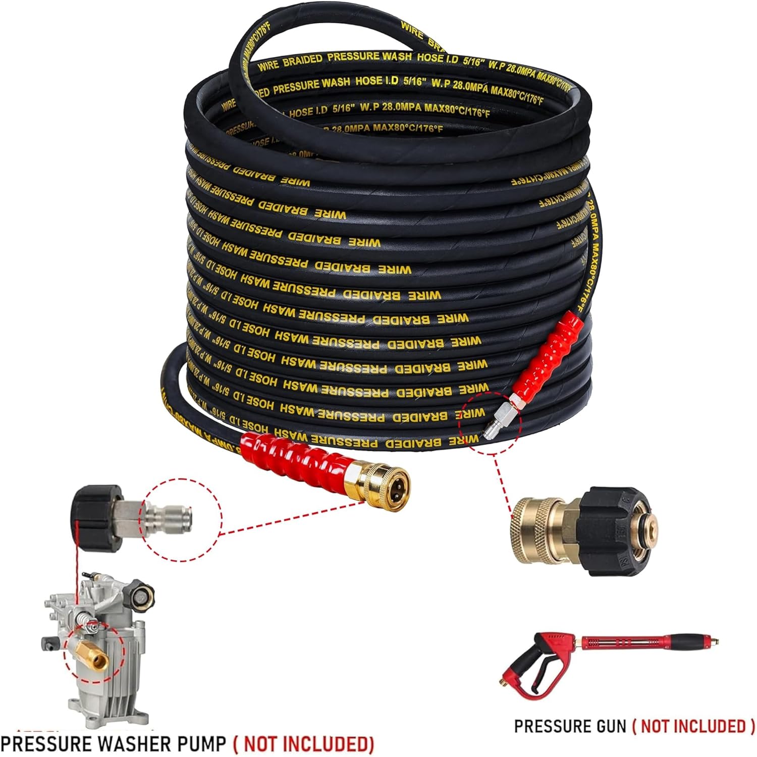 Wholesale Clearance Mixed Spec Power Washer Hose, Hot & Cold Water Compatible, Multiple Sizes In One Batch, Total 1406 Pcs