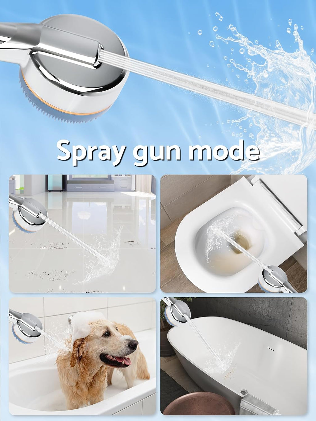 Filtered High Pressure Shower Head with 4 Spray Modes Clearance, Mineral Beads Hard Water Softening Handheld Showerhead, Detachable Water Saving Shower Sprayer for Bathroom