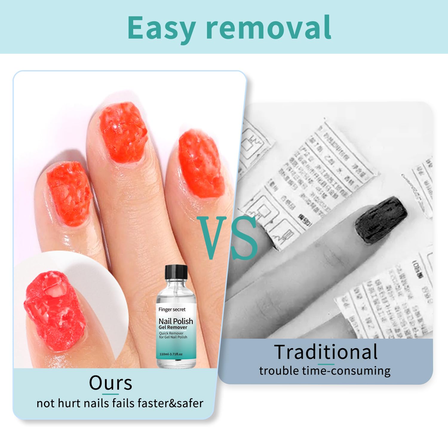 Clearance Gel Nail Remover Kit 50ml, No Soak Fast Gel Polish Removal Set for Home DIY