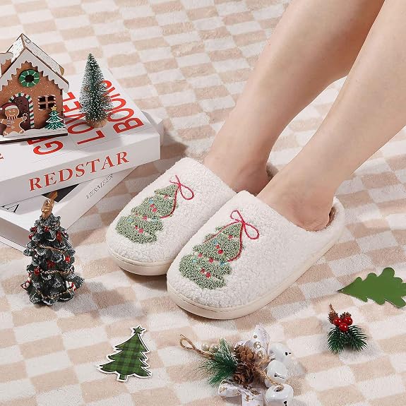 Bulk Liquidation Soft Sherpa Lined Christmas Cotton Slippers Non Slip Indoor Bedroom Shoes, 440 Pairs Whole Batch