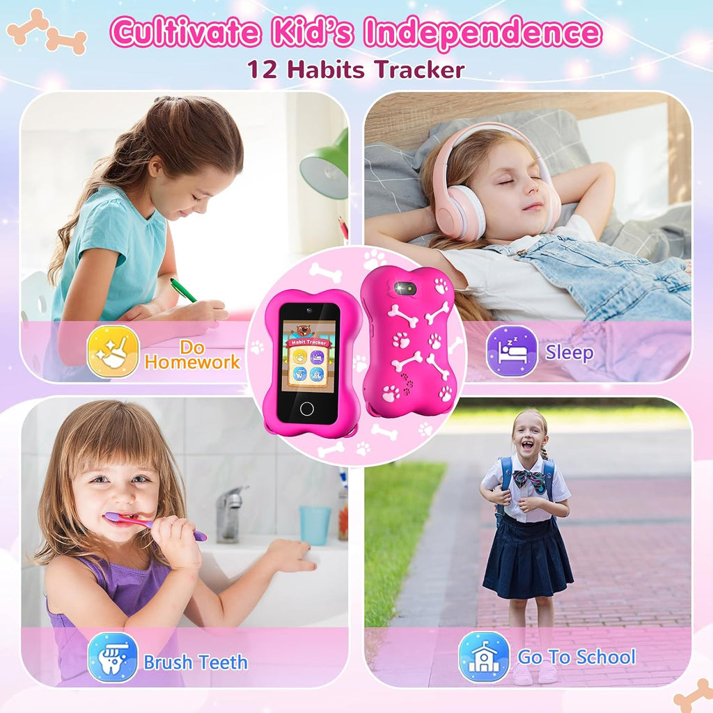 Multi Color Kids Smart Toy Phone with Dual Camera Clearance, 8GB Touch Screen Educational Game Music Player, Toddler Learning Play Cell Phone with Anti-Drop Silicone Case