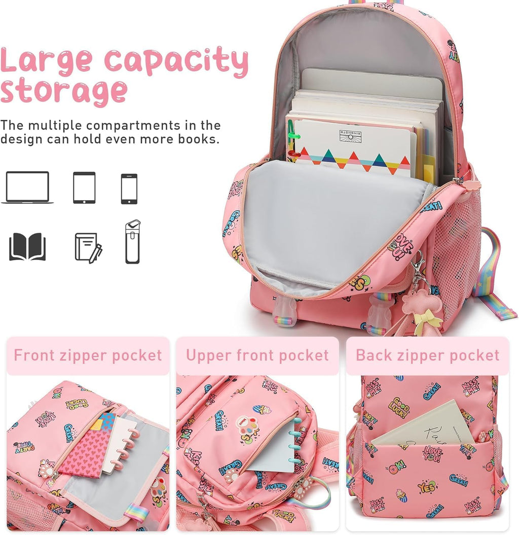 Mixed Colors & Styles Surplus 3840Pcs Cute Cartoon Print Kids Backpack, Lightweight Waterproof Student School Bag Wholesale Liquidation