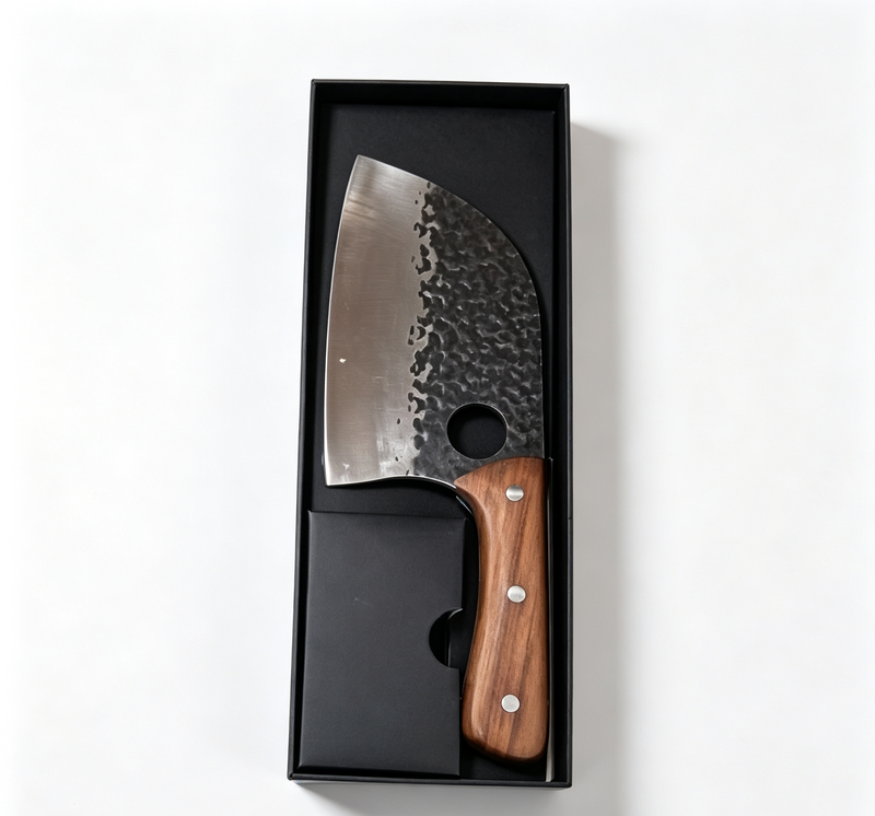 Household Chopping Knife With Finger Ring Ergonomic Red Sandalwood Handle Kitchen Cleaver Bulk Supply