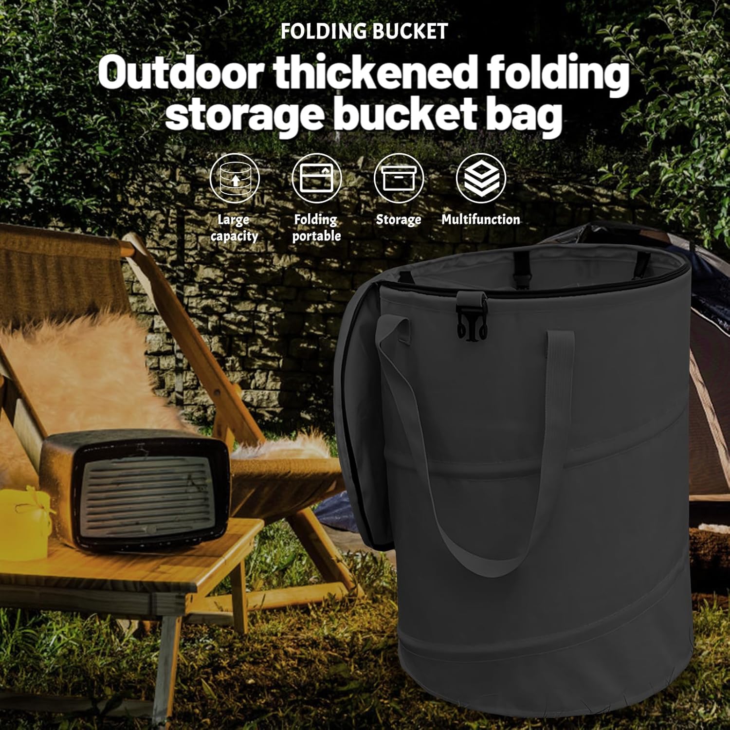Surplus 396 Units Collapsible Zipper Lid Trash Bin Portable Pop-Up Outdoor Camping Waste Bucket Wholesale Liquidation