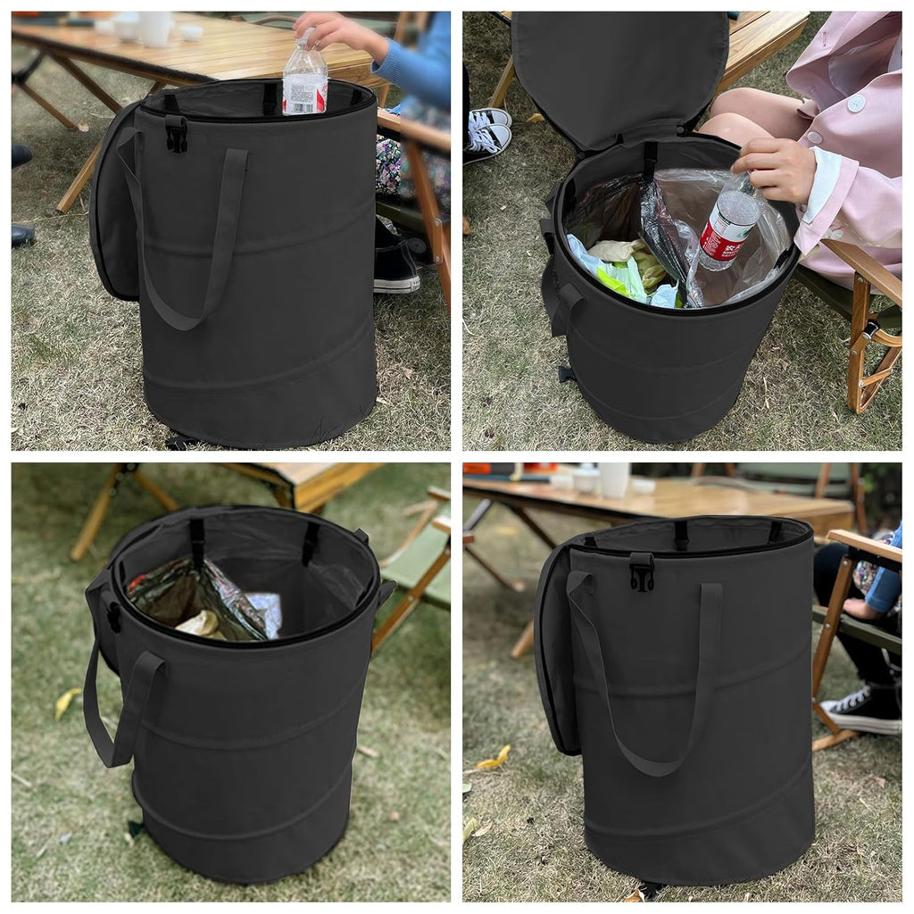 Surplus 396 Units Collapsible Zipper Lid Trash Bin Portable Pop-Up Outdoor Camping Waste Bucket Wholesale Liquidation